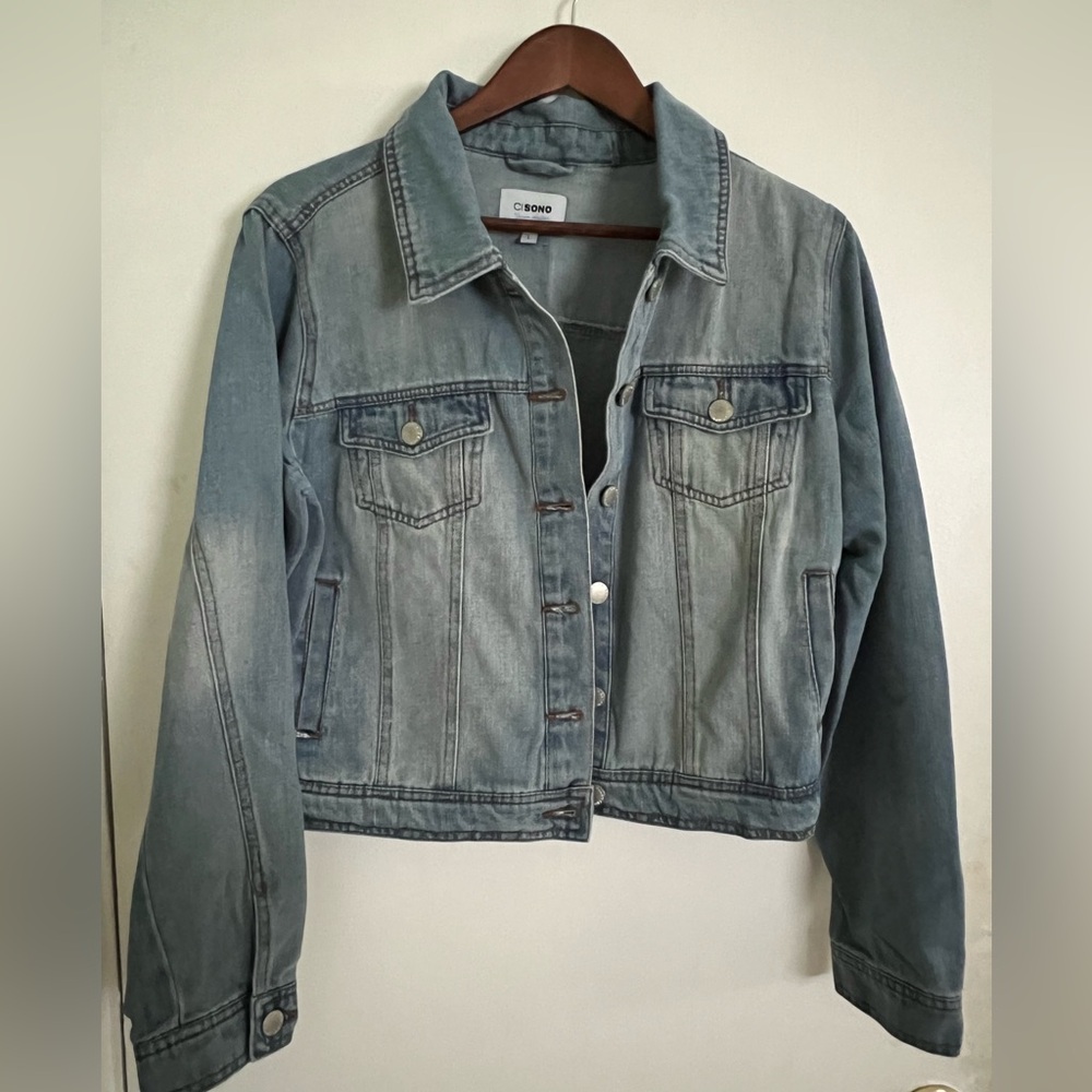 CI Sono Cropped Denim Jean Jacket, Size L
